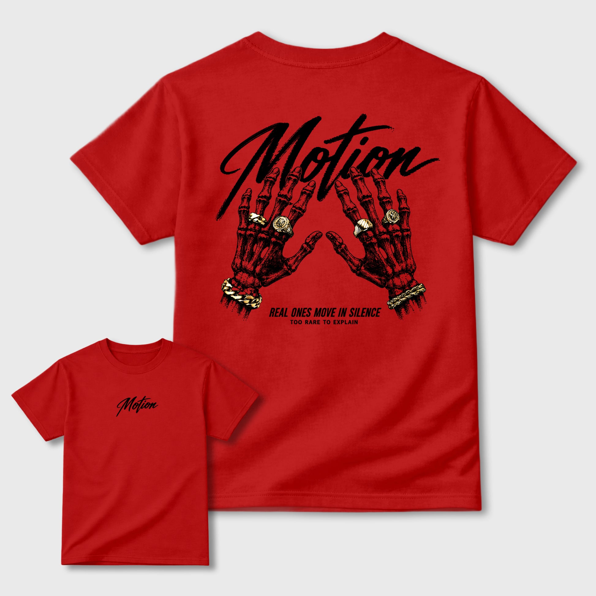Motion Graphic T-Shirt sneaker match tee designed for the 12s Bloodline, featuring coordinated color options for a perfect streetwear match. Red shirt.