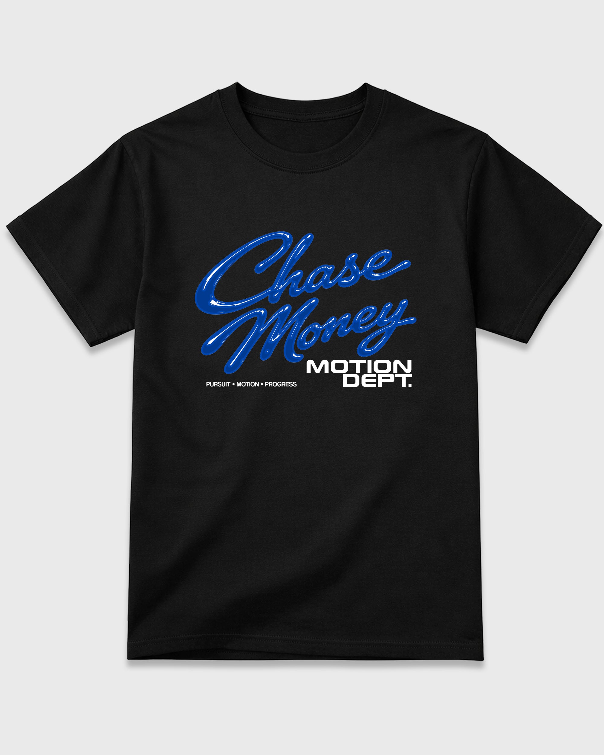 Motion Dept Graphic T-Shirt featuring original streetwear artwork designed to match the Air Jordan 1 Royal. Black 2 Graphic T-Shirt.