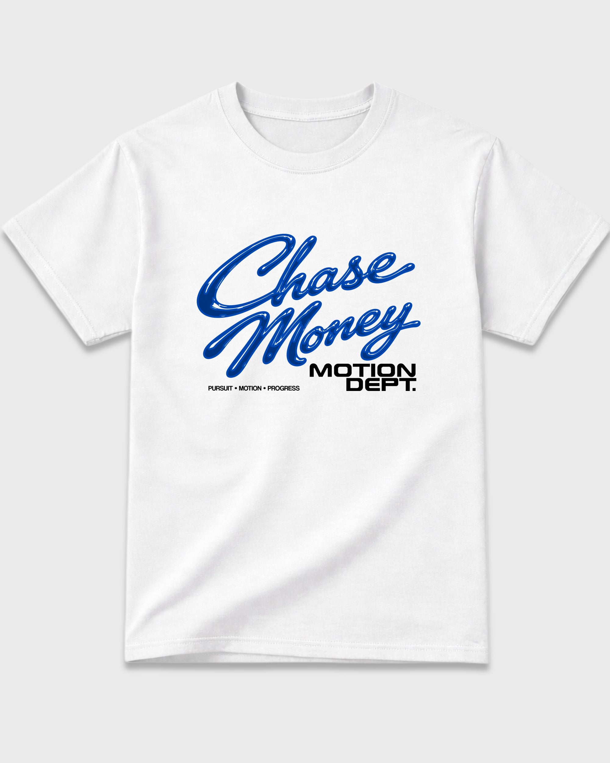 Motion Dept Graphic T-Shirt featuring original streetwear artwork designed to match the Air Jordan 1 Royal. White 2 Graphic T-Shirt.