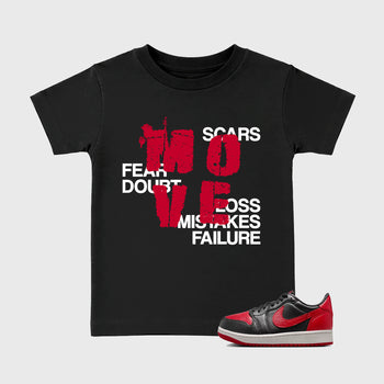 Sneaker match tees – Sneaker Tees To Match Air Jordan 1 Banned Shoes – Move Kids T-Shirt Black 1