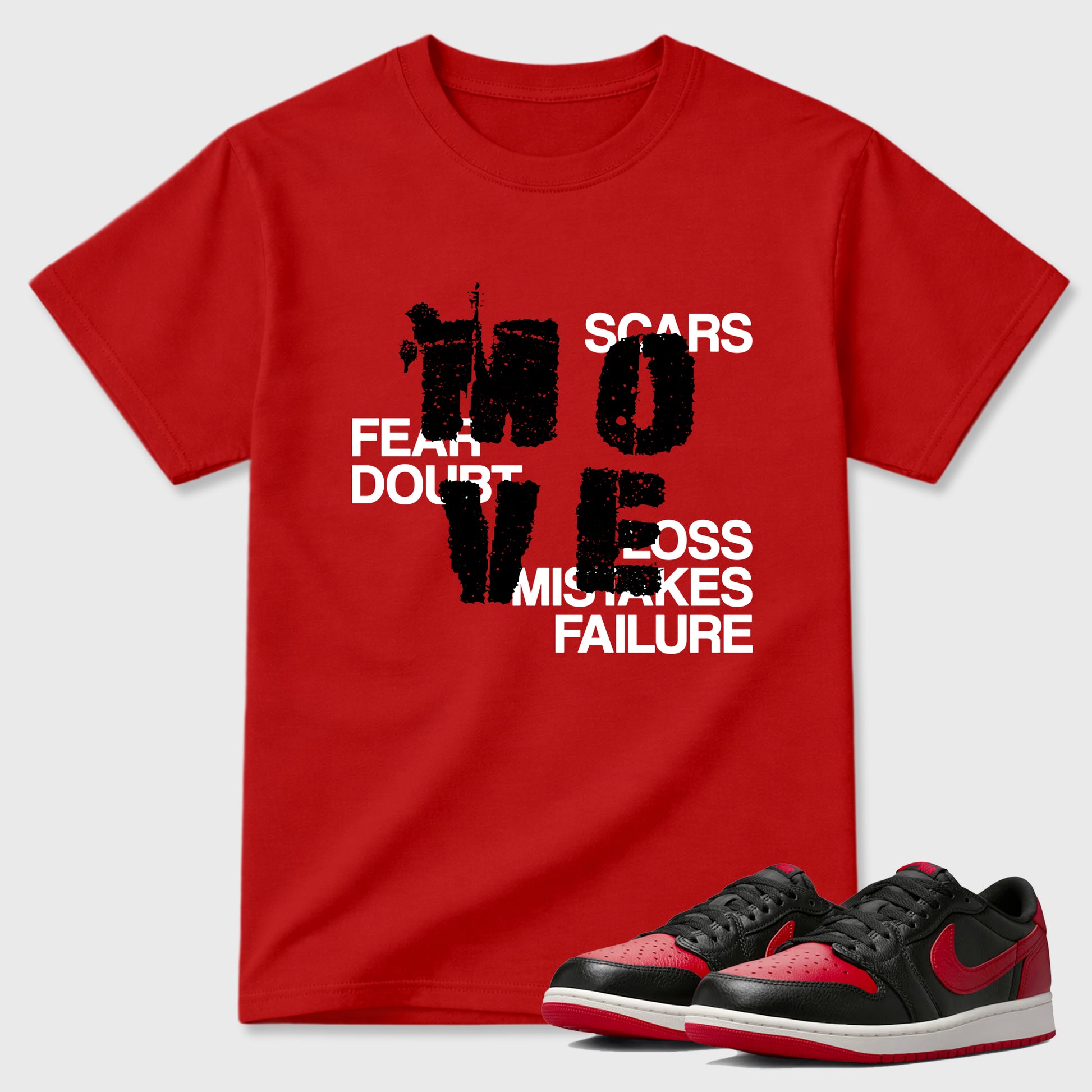 Sneaker match tees – Sneaker Tees To Match Air Jordan 1 Banned Shoes – Move Tee Red 1