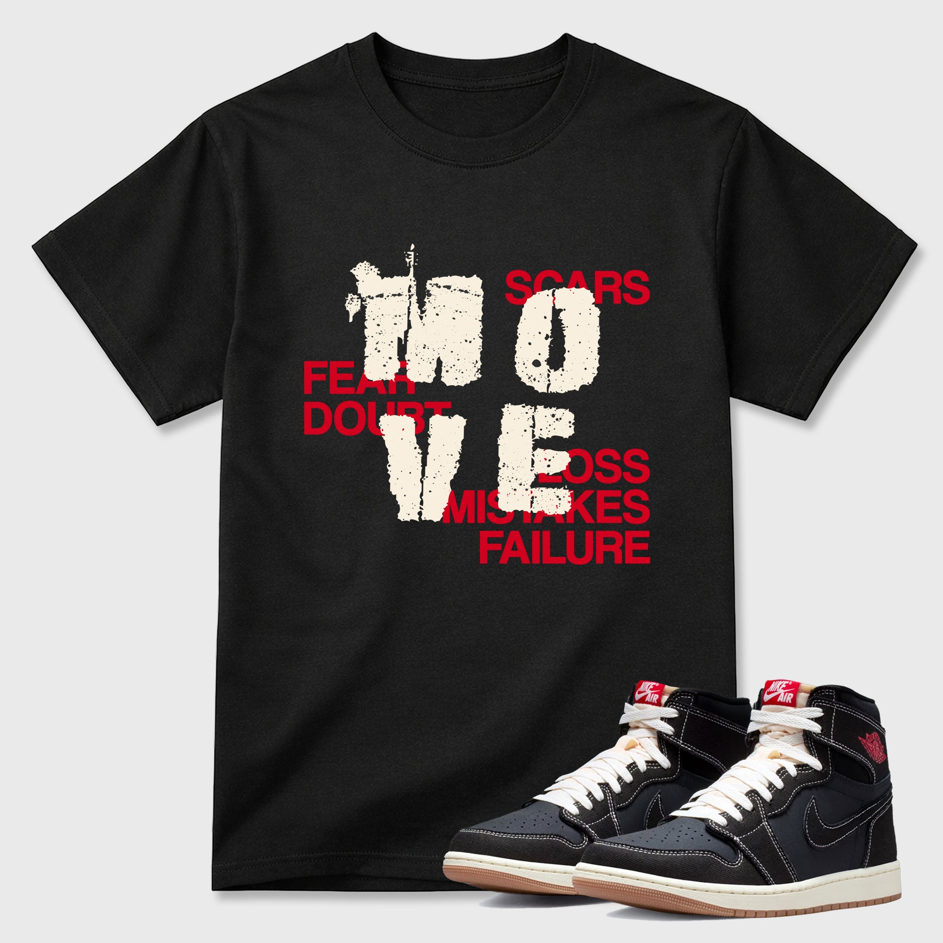 Sneaker match tees – Sneaker Tees To Match Air Jordan 1 Flight Club Shoes – Move Tee Black 1