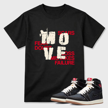 Sneaker match tees – Sneaker Tees To Match Air Jordan 1 Flight Club Shoes – Move Tee Black 1