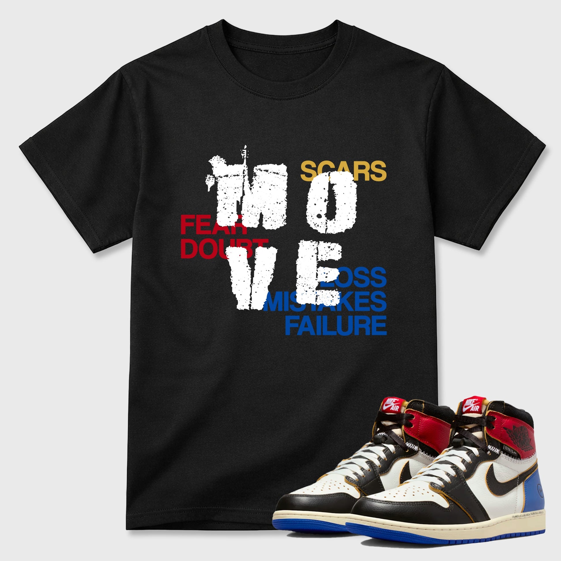 Sneaker match tees – Sneaker Tees To Match Air Jordan 1 Union x Fragment Shoes – Move Tee Black 1