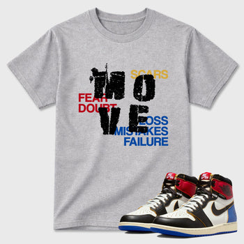 Sneaker match tees – Sneaker Tees To Match Air Jordan 1 Union x Fragment Shoes – Move Tee Heather Grey 1
