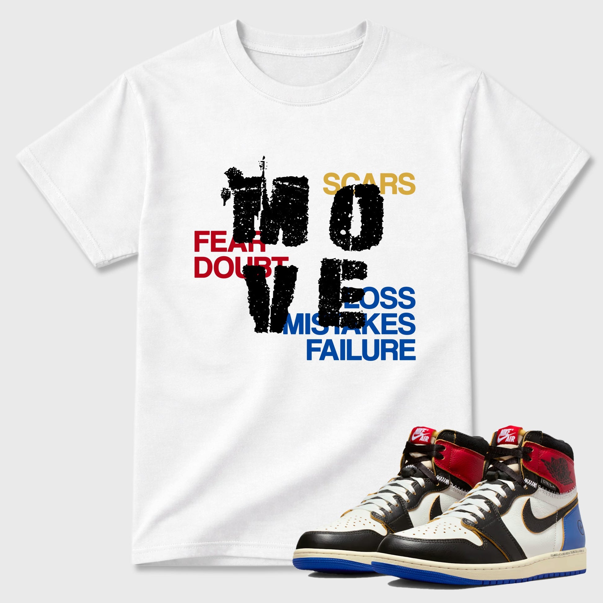 Sneaker match tees – Sneaker Tees To Match Air Jordan 1 Union x Fragment Shoes – Move Tee White 1