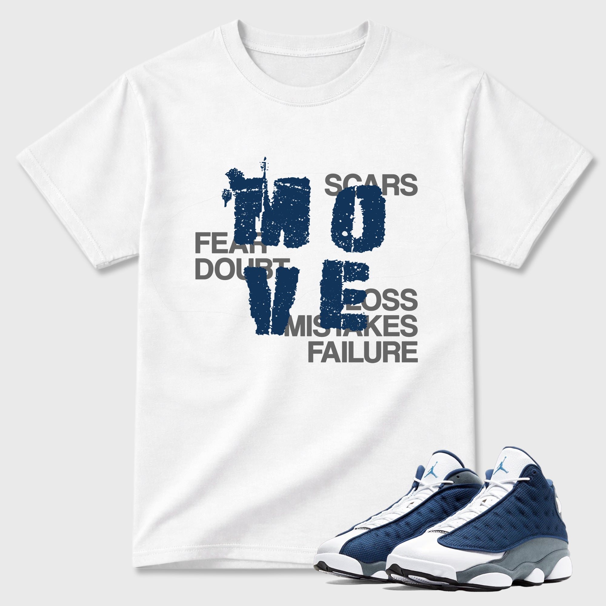 Move Graphic T-Shirt featuring original streetwear artwork designed to match the Air Jordan 13 Flint. White 1 Graphic T-Shirt.
