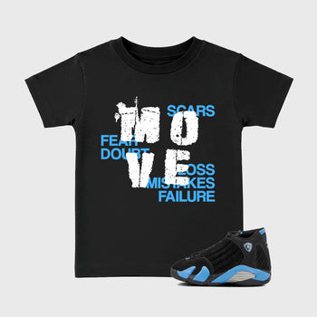 Sneaker match tees – Sneaker Tees To Match Air Jordan 14 University Blue Shoes – Move Kids T-Shirt Black 1