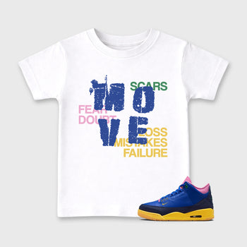 Move affordable baby and kids t-shirt designed to match the Air Jordan 3 Brazil, featuring coordinated White 1 options for the perfect little sneakerhead streetwear look.