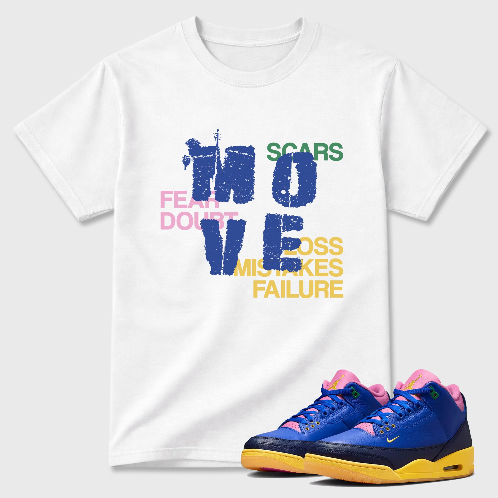 Move Graphic T-Shirt sneaker match tee designed for the Air Jordan 3 Brazil, featuring coordinated color options for a perfect streetwear match. White 1 shirt.