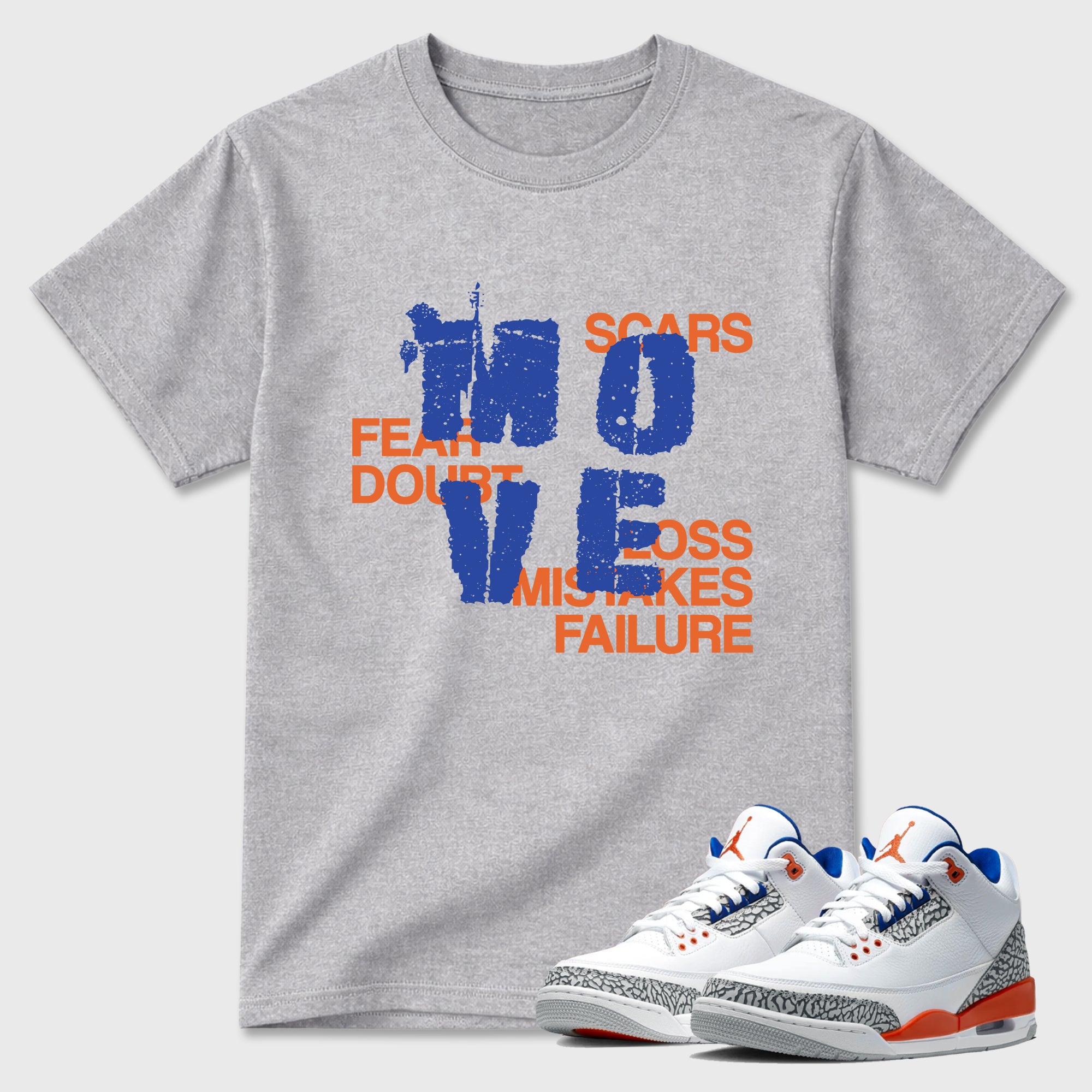 Move Graphic T-Shirt sneaker match tee designed for the Air Jordan 3 Knicks, featuring coordinated color options for a perfect streetwear match. Heather Grey 1 shirt.