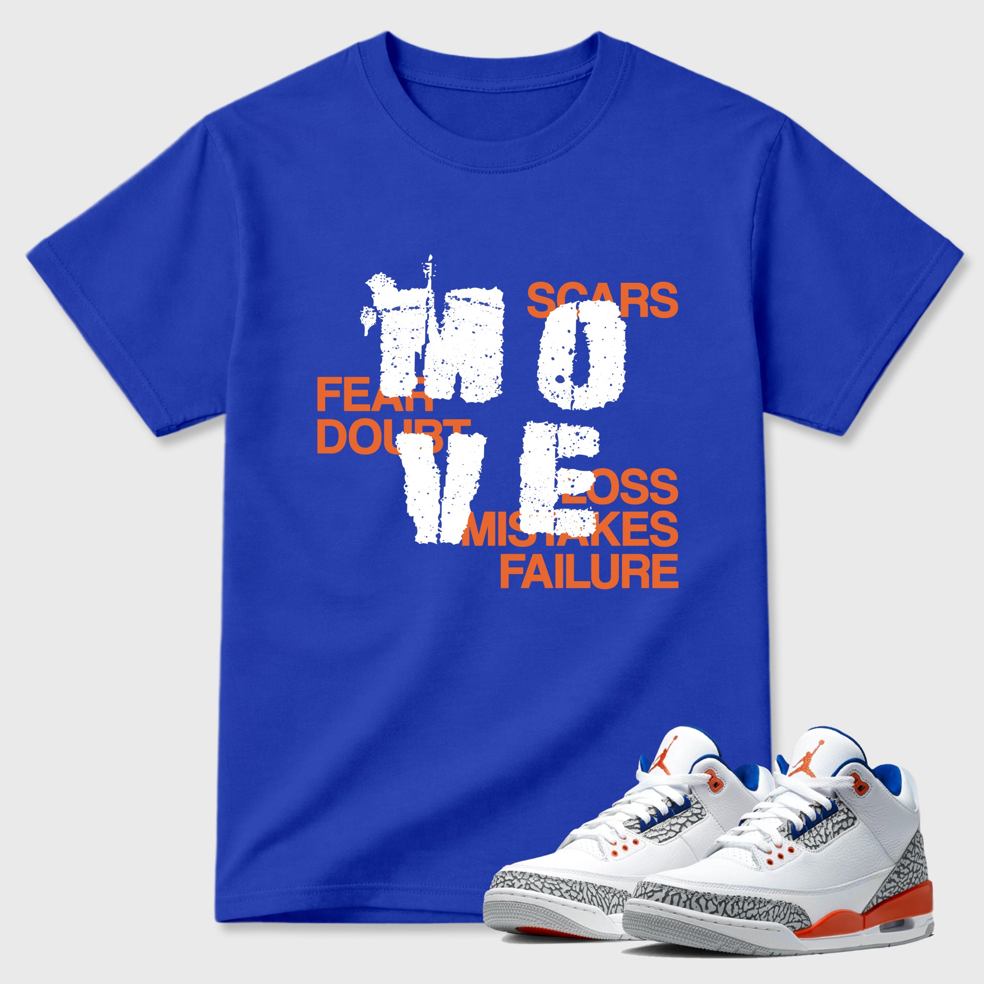 Move Graphic T-Shirt sneaker match tee designed for the Air Jordan 3 Knicks, featuring coordinated color options for a perfect streetwear match. Royal Blue 1 shirt.