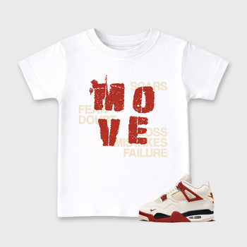 Perfect Sneakerhead Fashion Outfits – Sneaker Tees To Match Air Jordan 4 Brick After Brick Shoes – Move Kids Graphic T-Shirt White 1