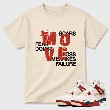 Perfect Sneakerhead Fashion Outfits – Sneaker Tees To Match Air Jordan 4 Brick After Brick Shoes – Move Graphic Tee Natural 1