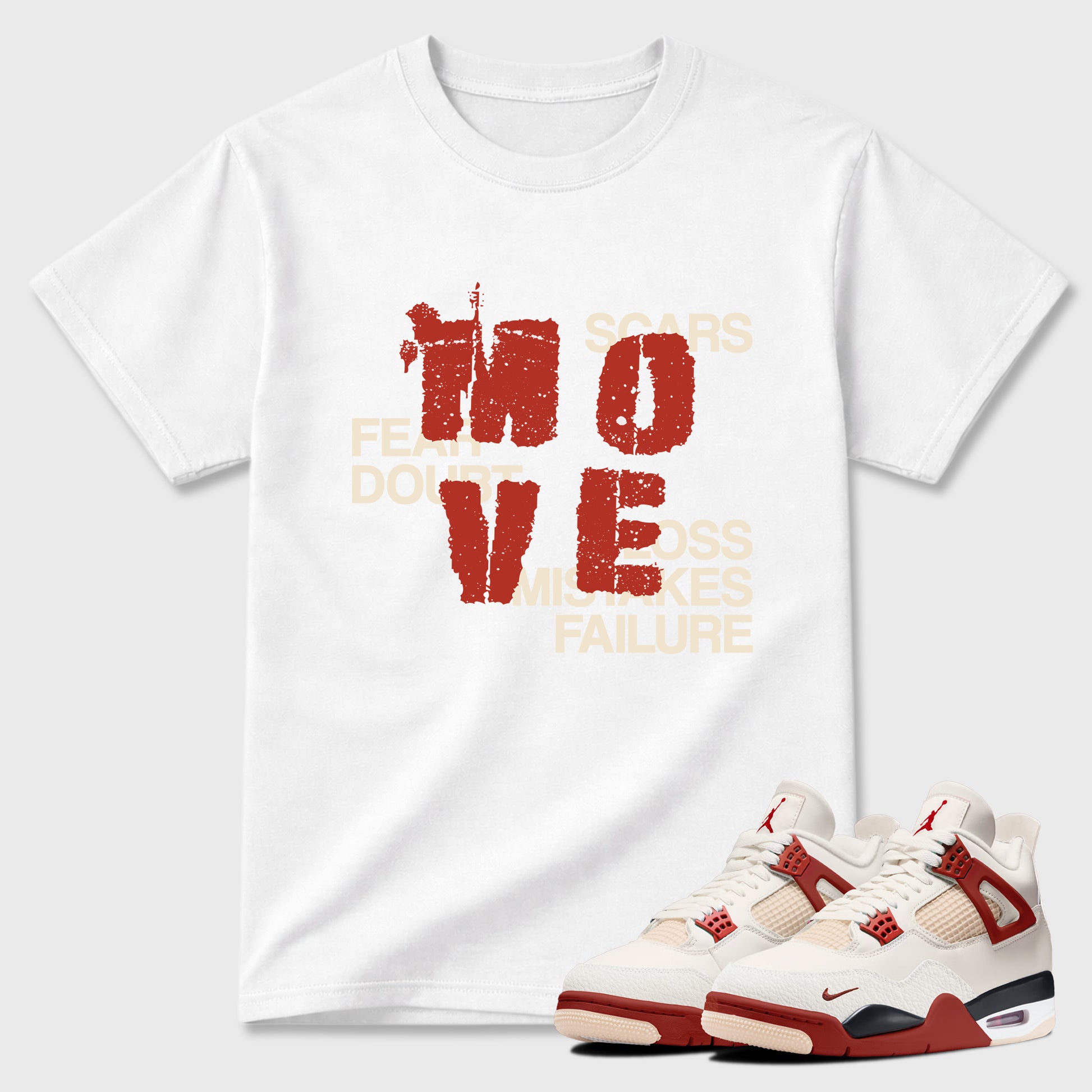 Perfect Sneakerhead Fashion Outfits – Sneaker Tees To Match Air Jordan 4 Brick After Brick Shoes – Move Graphic Tee White 1