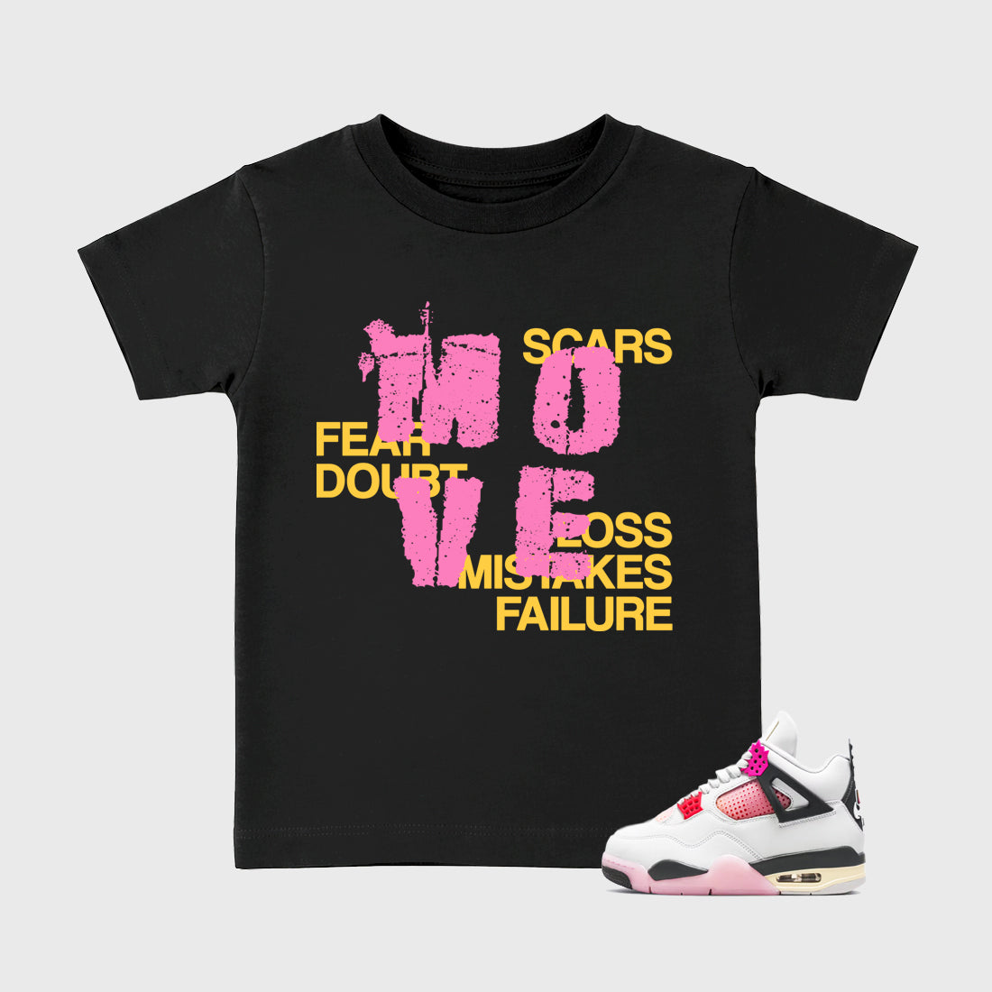 Move Baby & Kids Graphic T-Shirt featuring original artwork designed to match the Air Jordan 4 Comic. Black 1 Kids Graphic Tee.