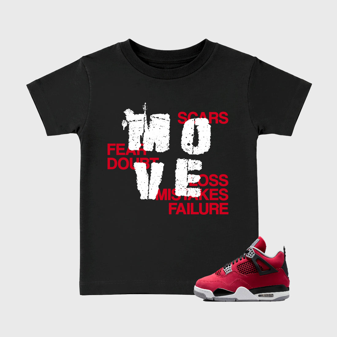 Sneaker match tees – Sneaker Tees To Match Air Jordan 4 Toro Bravo Shoes – Move Kids T-Shirt Black 1