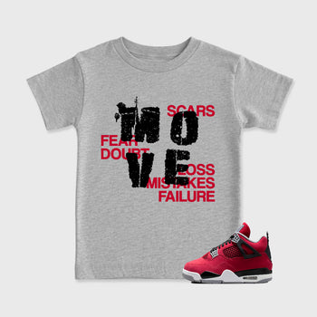 Sneaker match tees – Sneaker Tees To Match Air Jordan 4 Toro Bravo Shoes – Move Kids T-Shirt Heather Grey 1