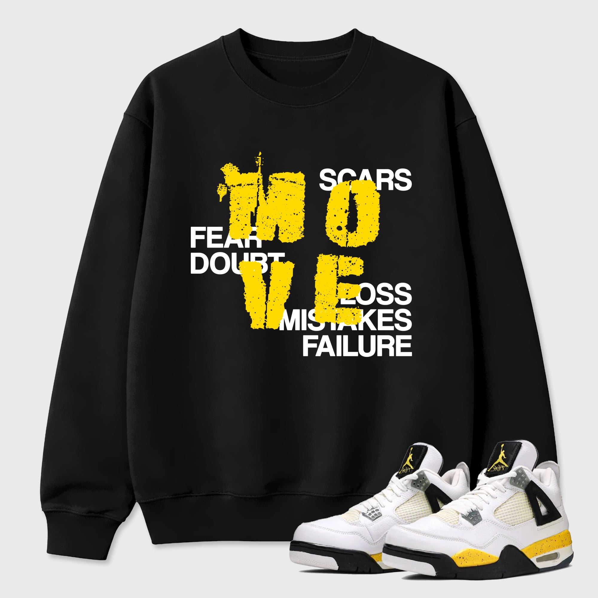 Move Graphic T-Shirt featuring original streetwear artwork designed to match the Air Jordan 4 Tour Yellow. Black 1 Graphic Tee.