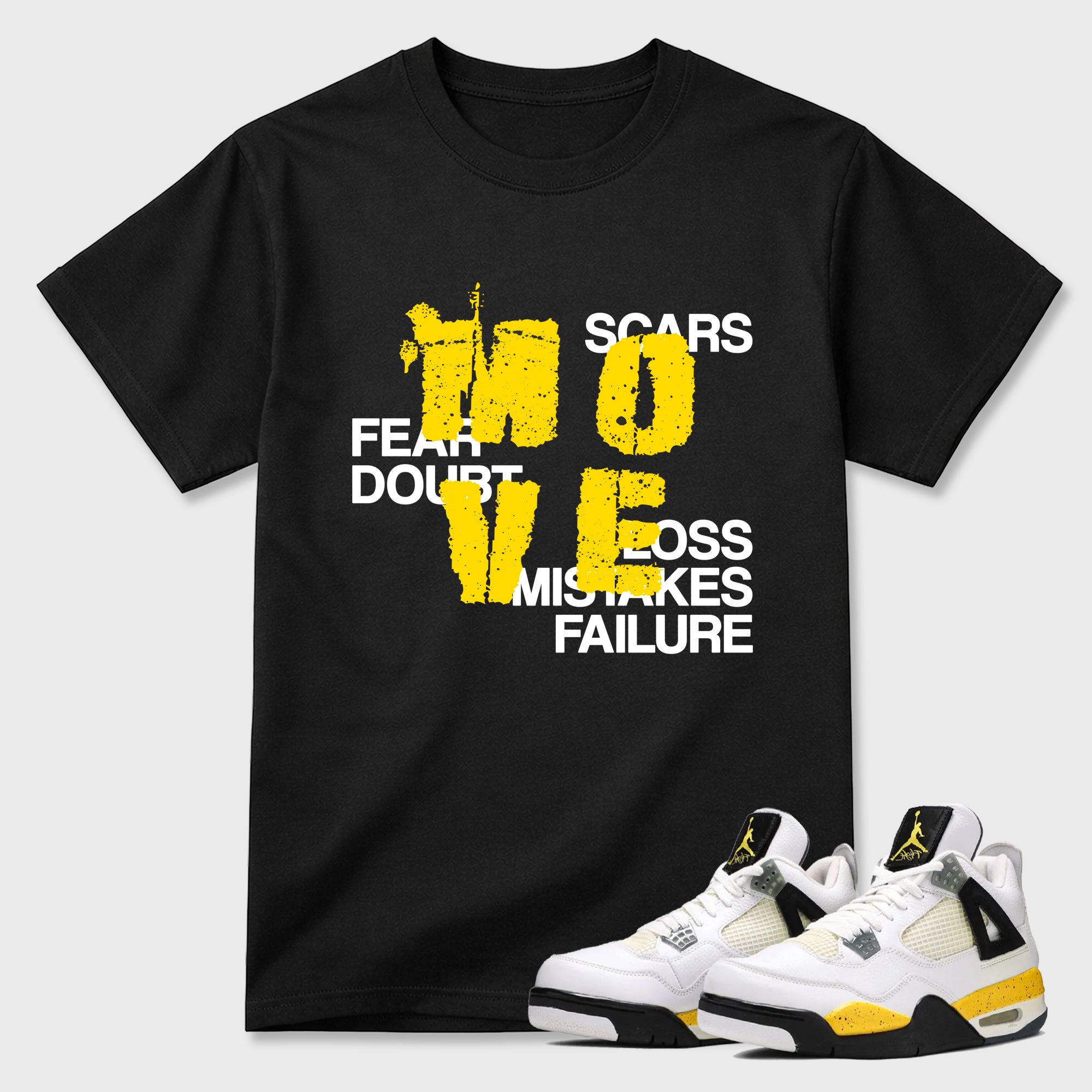 Move Graphic T-Shirt featuring original streetwear artwork designed to match the Air Jordan 4 Tour Yellow. Black 1 Graphic T-Shirt.