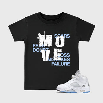 Sneaker match tees – Sneaker Tees To Match Air Jordan 5 White Metallic Shoes – Move Kids T-Shirt Black 1