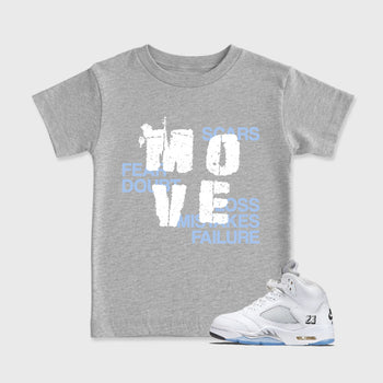 Sneaker match tees – Sneaker Tees To Match Air Jordan 5 White Metallic Shoes – Move Kids T-Shirt Heather Grey 1