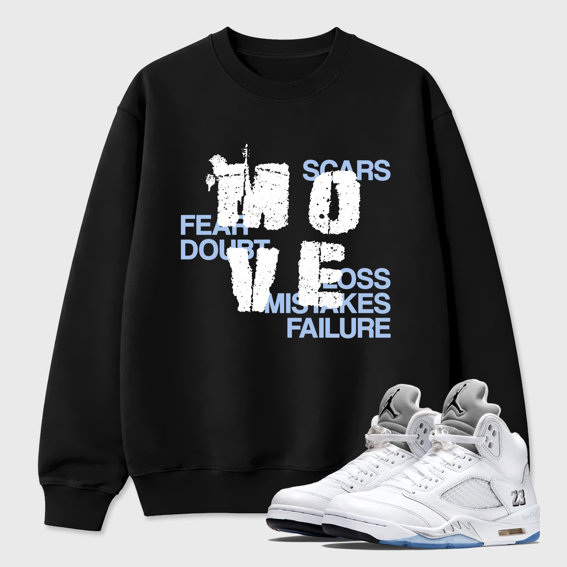 Sneaker match tees – Sneaker Tees To Match Air Jordan 5 White Metallic Shoes – Move Tee Black 1