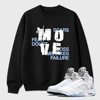 Sneaker match tees – Sneaker Tees To Match Air Jordan 5 White Metallic Shoes – Move Tee Black 1