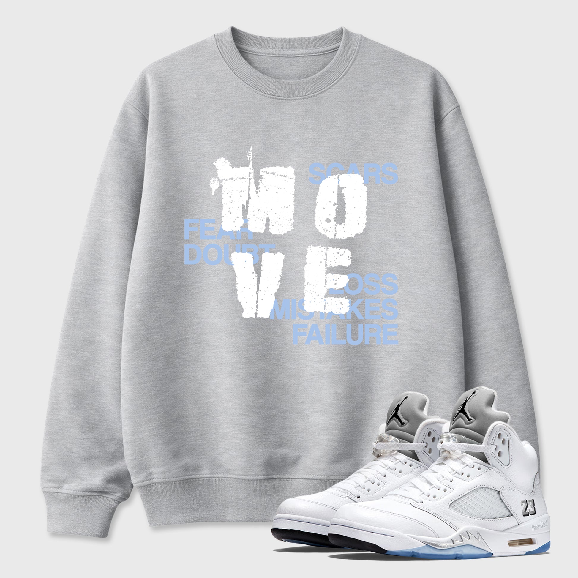 Sneaker match tees – Sneaker Tees To Match Air Jordan 5 White Metallic Shoes – Move Tee Heather Grey 1