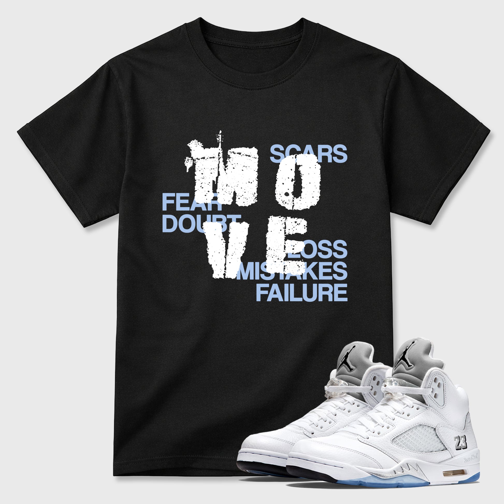 Sneaker match tees – Sneaker Tees To Match Air Jordan 5 White Metallic Shoes – Move Tee Black 1