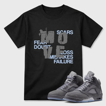 Sneaker match tees – Sneaker Tees To Match Air Jordan 5 Wolf Grey Shoes – Move Tee Black 1