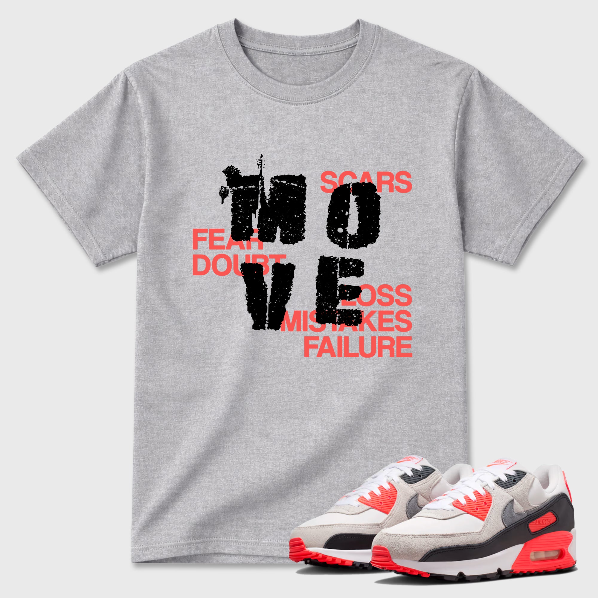 Sneaker match tees – Sneaker Tees To Match Air Max 90 Infrared Shoes – Move Tee Heather Grey 1