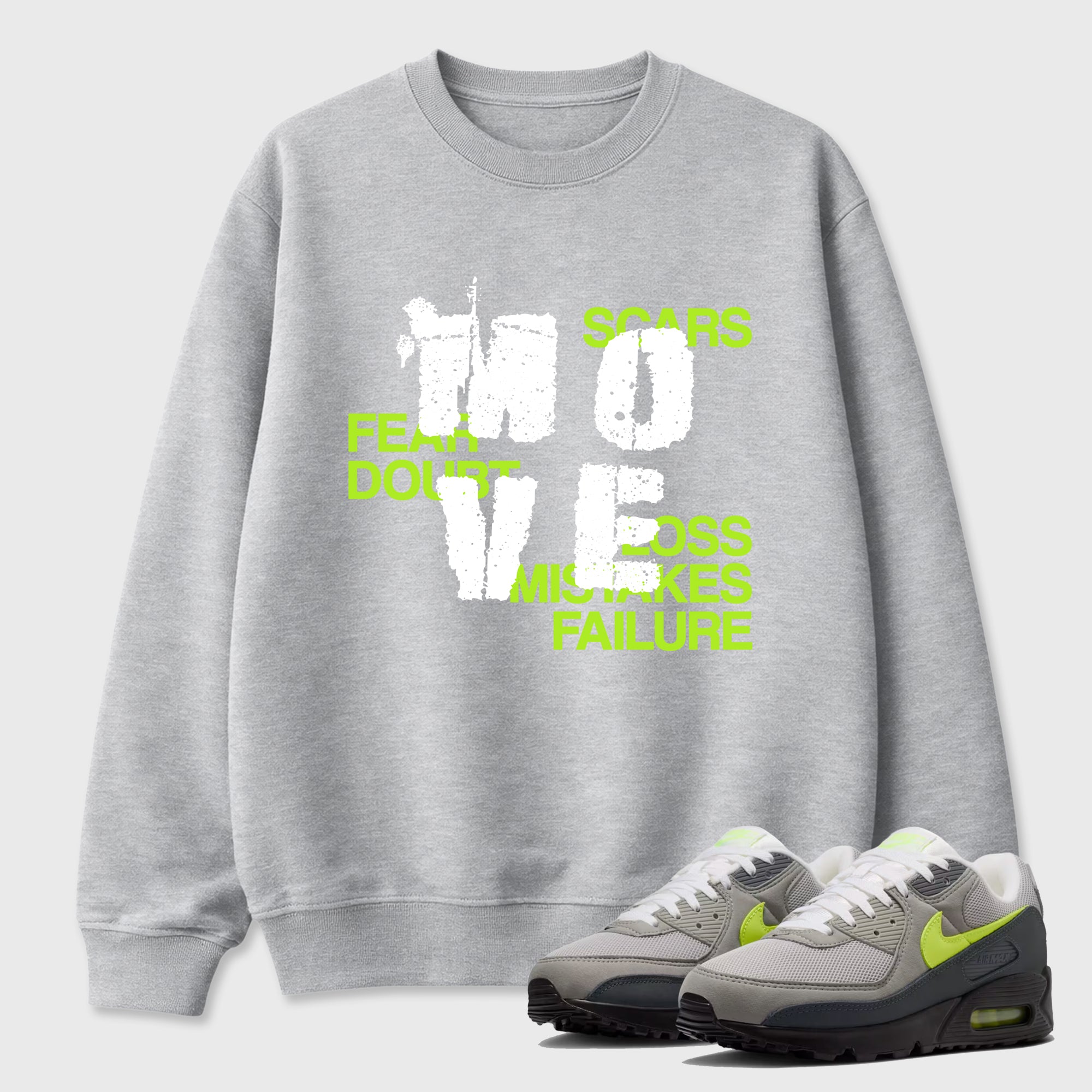 Sneaker match tees – Sneaker Tees To Match Air Max 90 Neon Yellow Shoes – Move Tee Heather Grey 1