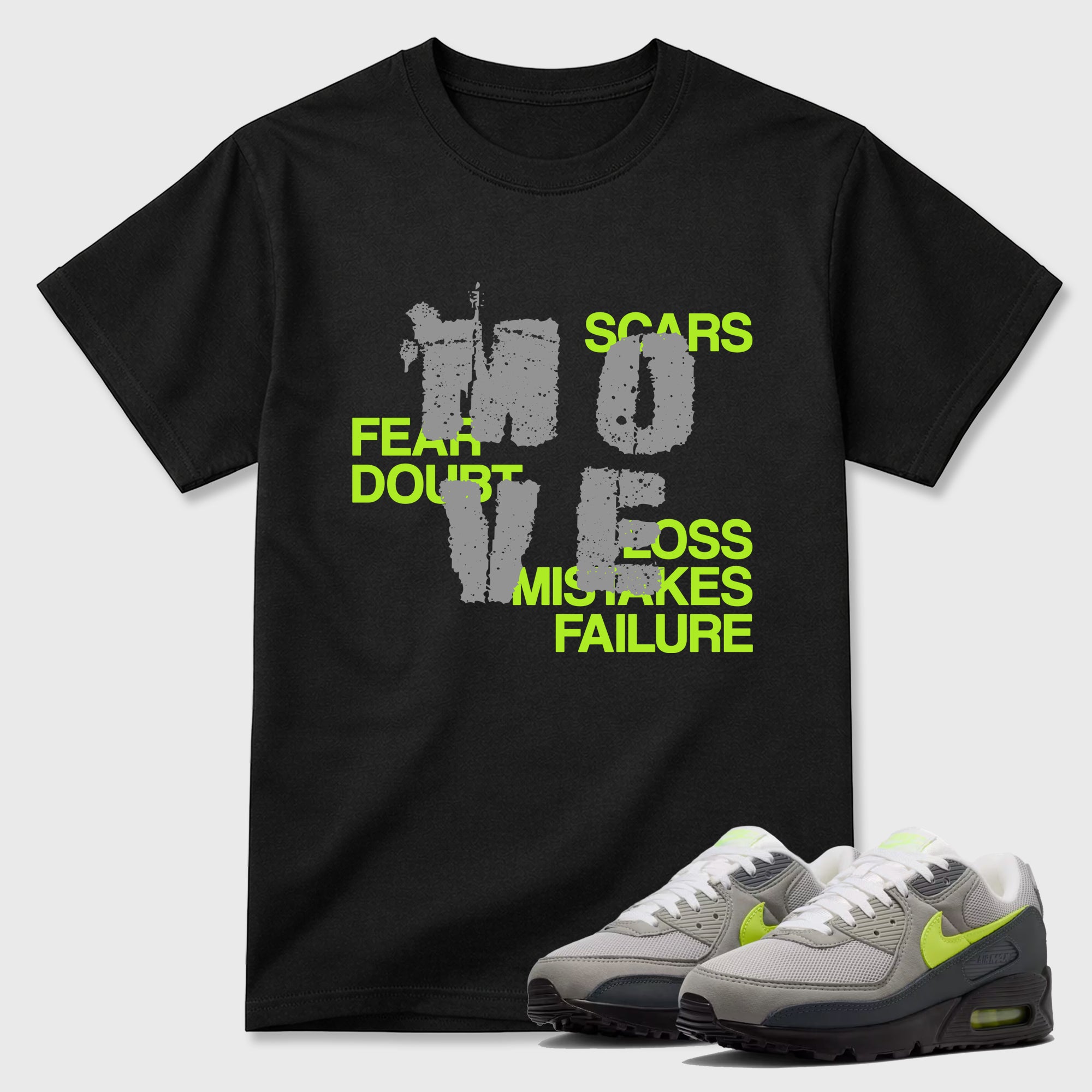 Sneaker match tees – Sneaker Tees To Match Air Max 90 Neon Yellow Shoes – Move Tee Black 1
