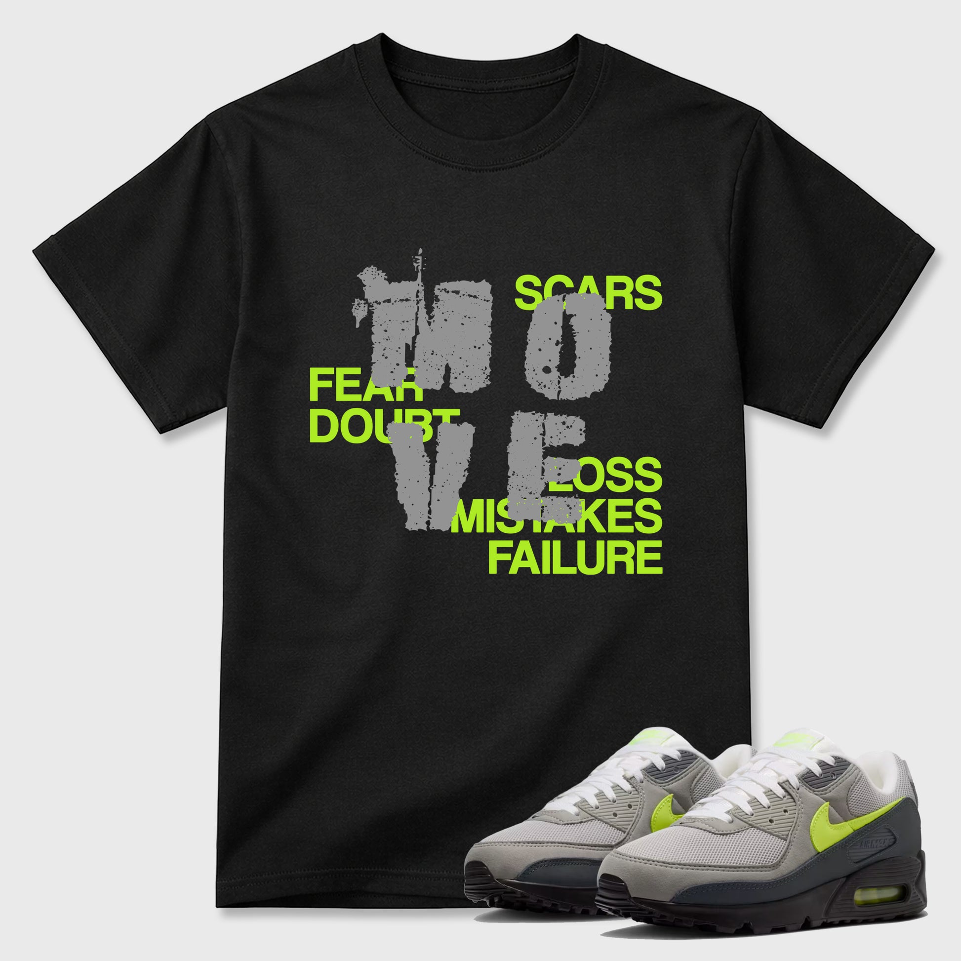 Sneaker match tees – Sneaker Tees To Match Air Max 90 Neon Yellow Shoes – Move Tee Black 1