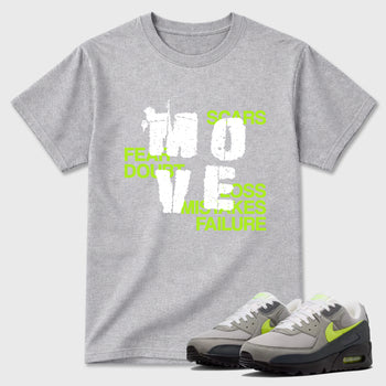 Sneaker match tees – Sneaker Tees To Match Air Max 90 Neon Yellow Shoes – Move Tee Heather Grey 1