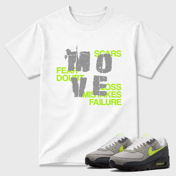 Sneaker match tees – Sneaker Tees To Match Air Max 90 Neon Yellow Shoes – Move Tee White 1