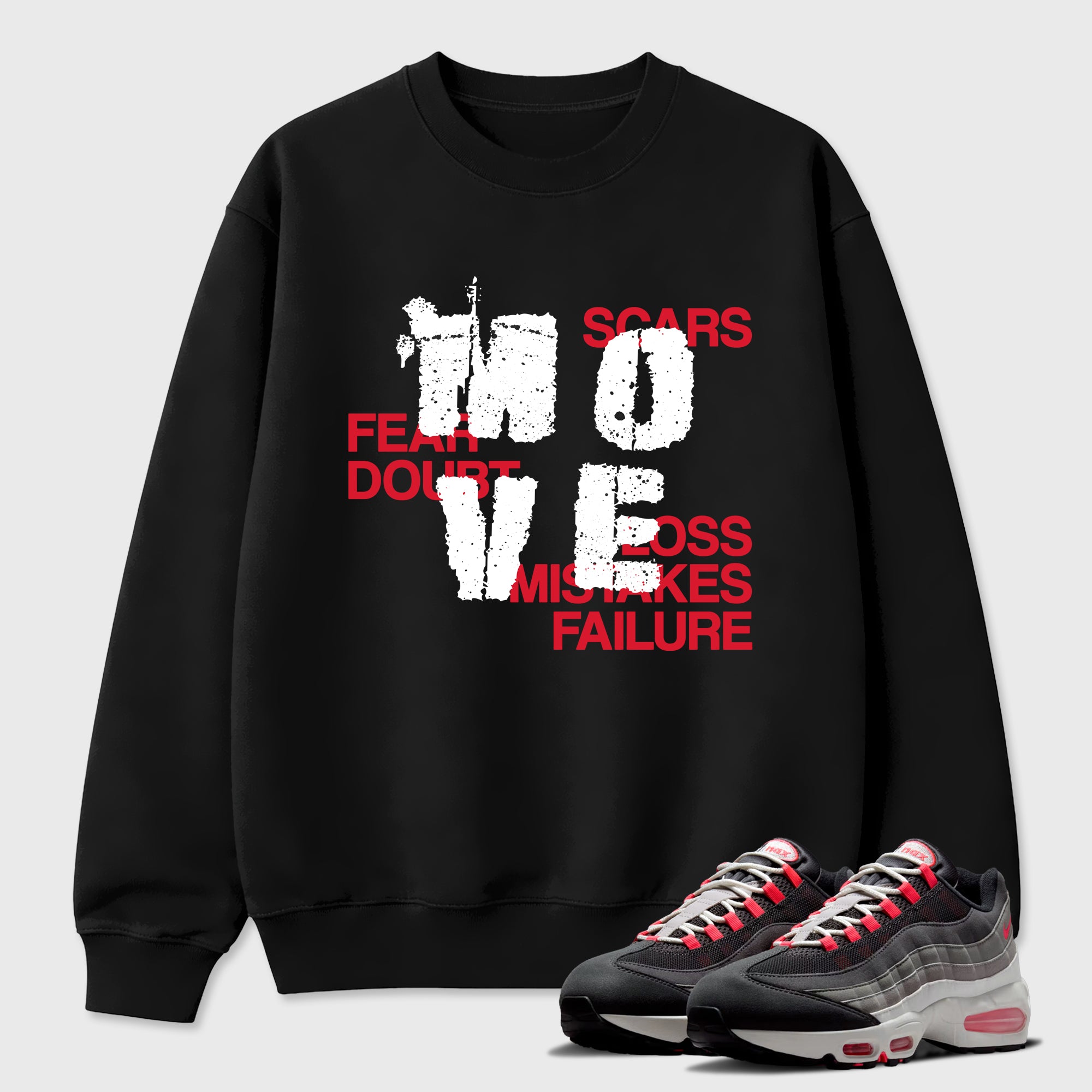 Move Graphic T-Shirt featuring original streetwear artwork designed to match the Air Max 95 Reverse Solar Red. Black 1 Graphic Tee.