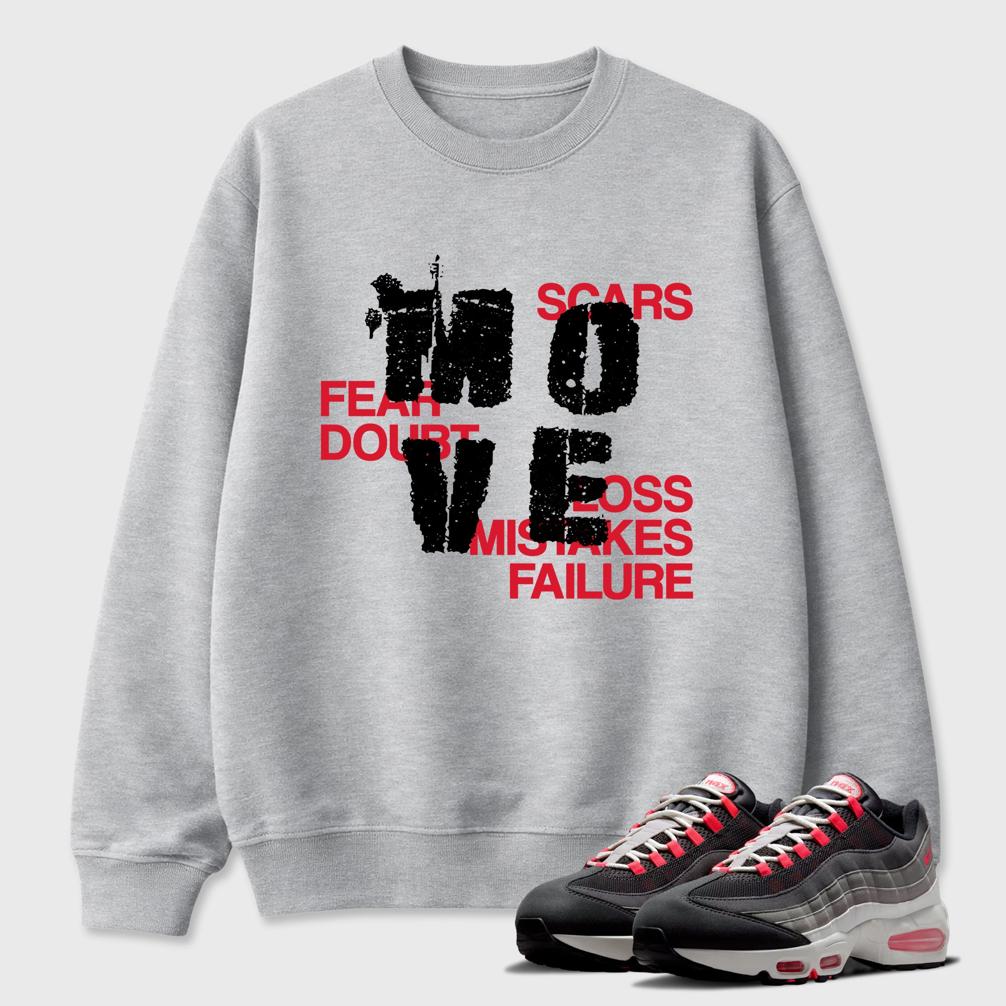 Move Graphic T-Shirt featuring original streetwear artwork designed to match the Air Max 95 Reverse Solar Red. Heather Grey 1 Graphic Tee.