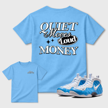Move In Silence sneaker match t-shirt styled to complete your fit with the sneakers, shown in Carolina Blue.