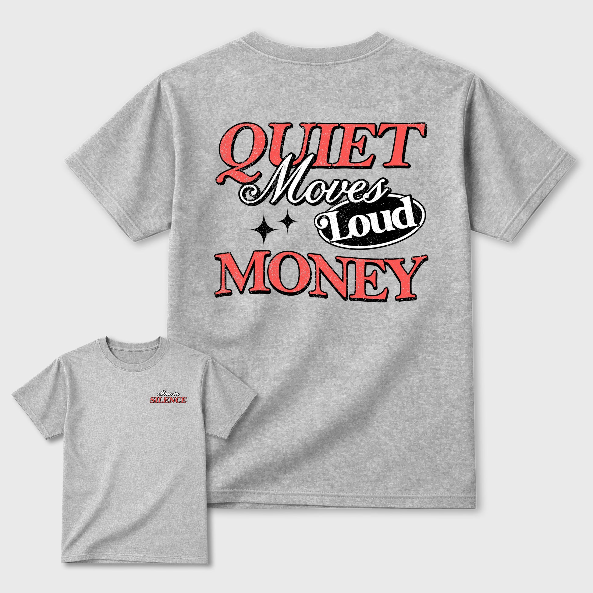 Move In Silence sneaker match t-shirt styled to complete your fit with the sneakers, shown in Heather Grey.