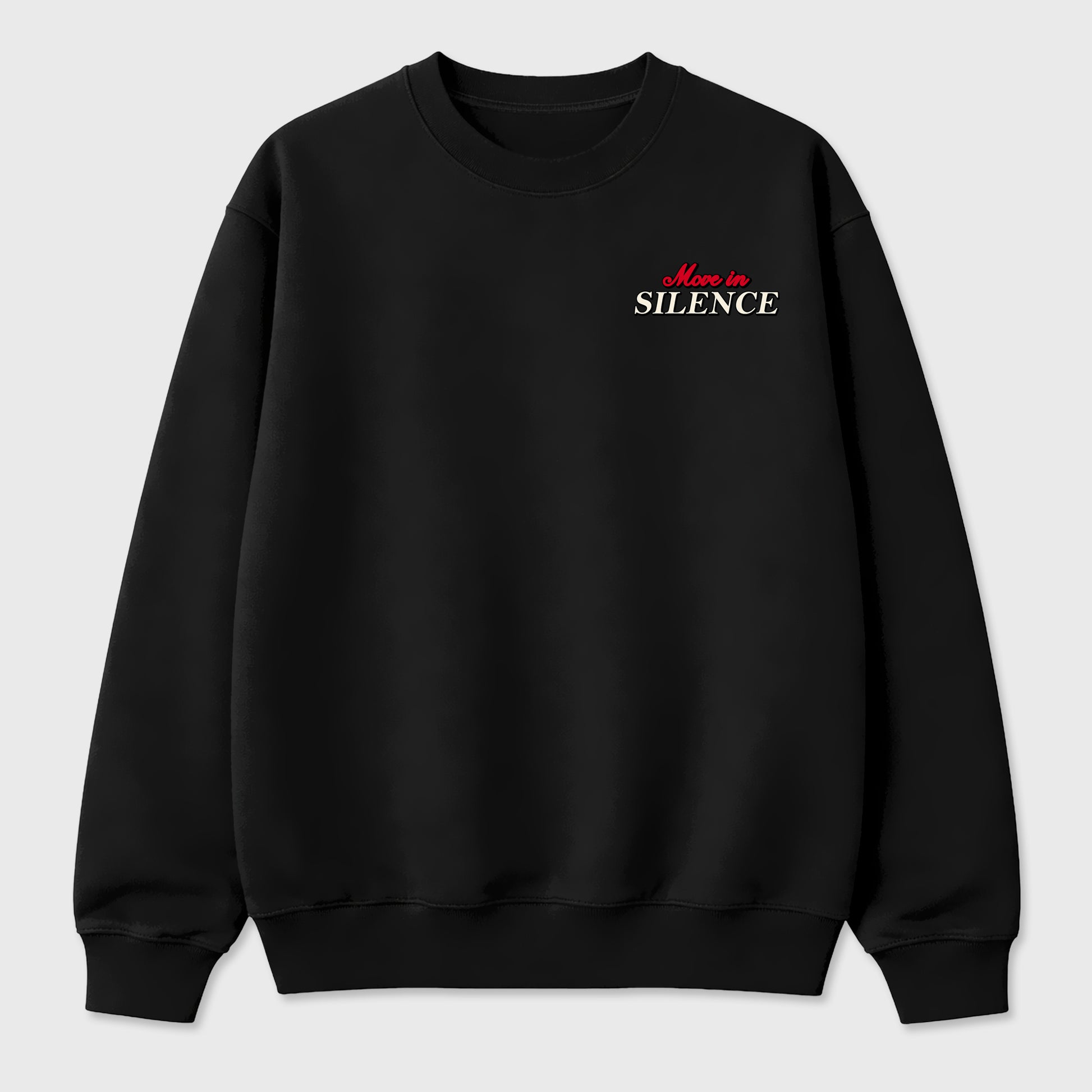 Move In Silencegraphic t-shirt. Streetwear sneakerfit. Sneaker outfit. Complete your fit with the AJ1 Flight Club sneakers,, shown in Black.