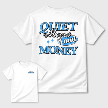 Move In Silence double side sneaker match graphic tee styled to complete your fit with the Air Jordan 11 Legend Blue, shown in White.