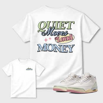 Move In Silence sneaker match t-shirt styled to complete your fit with the Air Jordan 3 Jade Aura sneakers, shown in White.