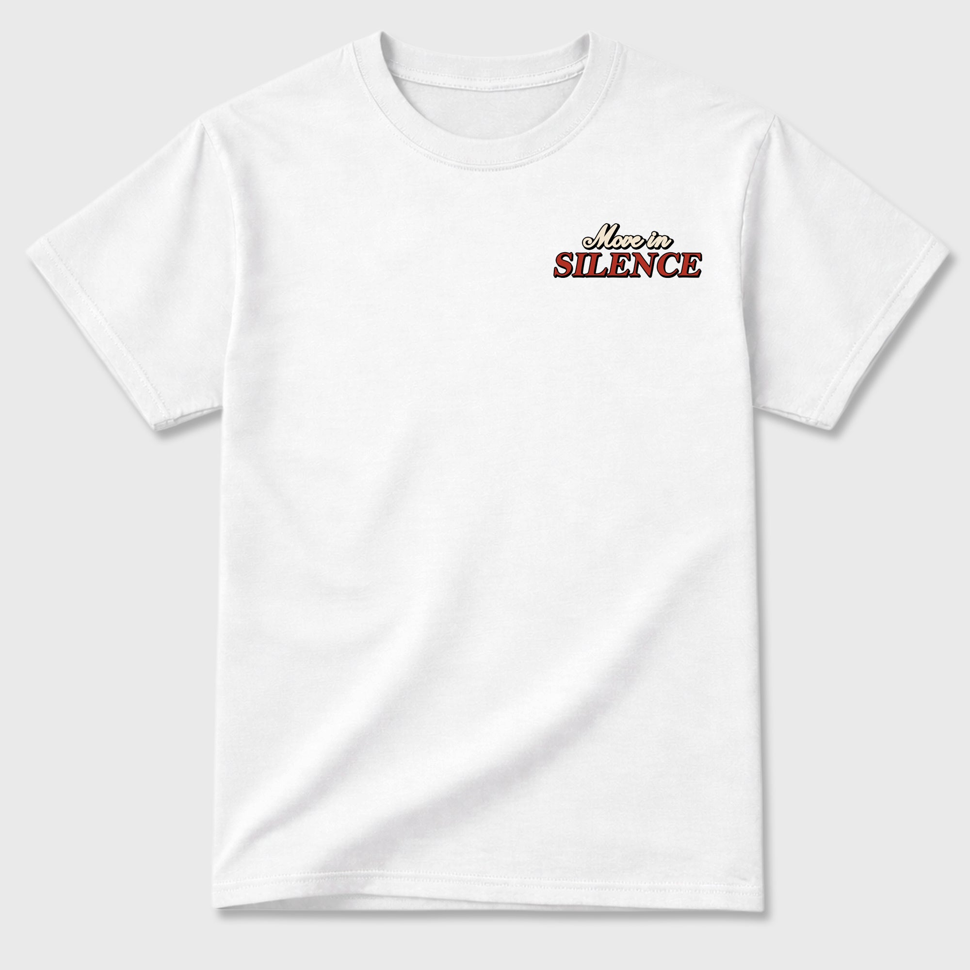 Move In Silence Graphic T-Shirt sneaker match tee designed for the sneakers, featuring coordinated color options for a perfect streetwear match. White shirt.