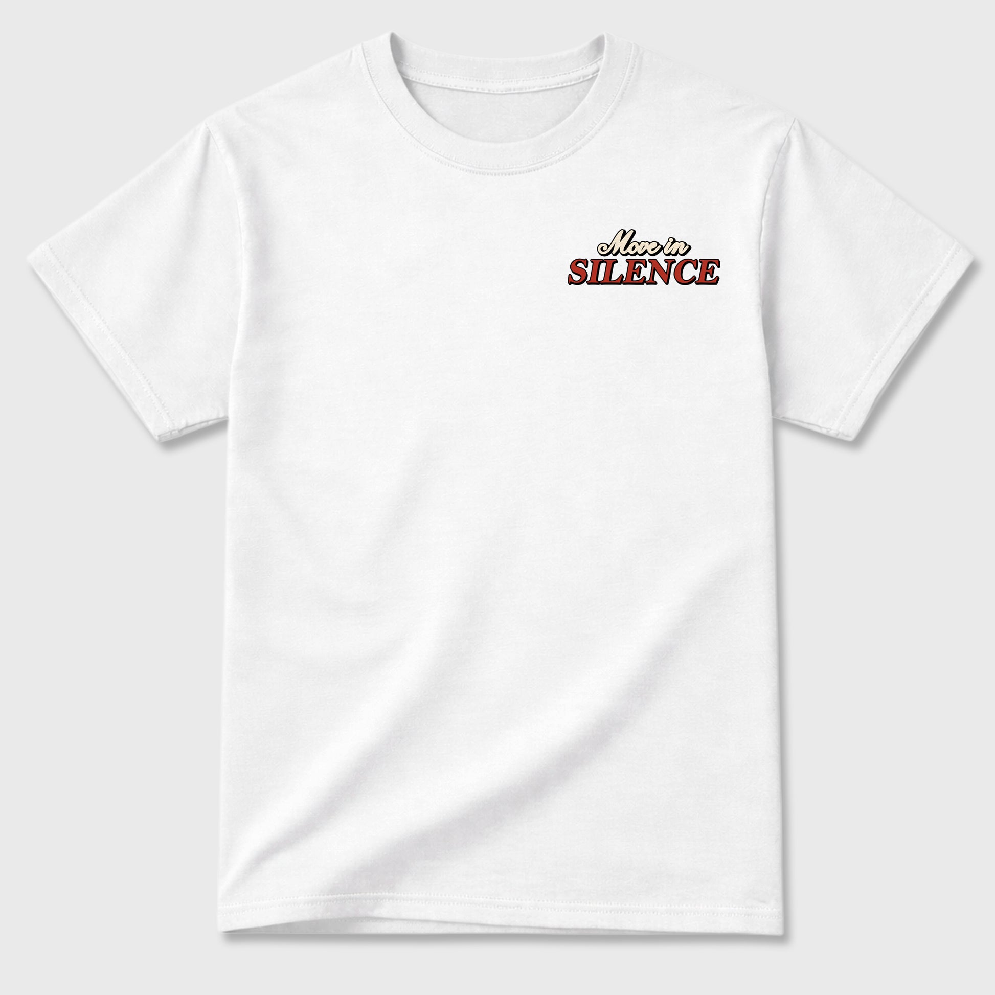 Move In Silence Graphic T-Shirt sneaker match tee designed for the sneakers, featuring coordinated color options for a perfect streetwear match. White shirt.