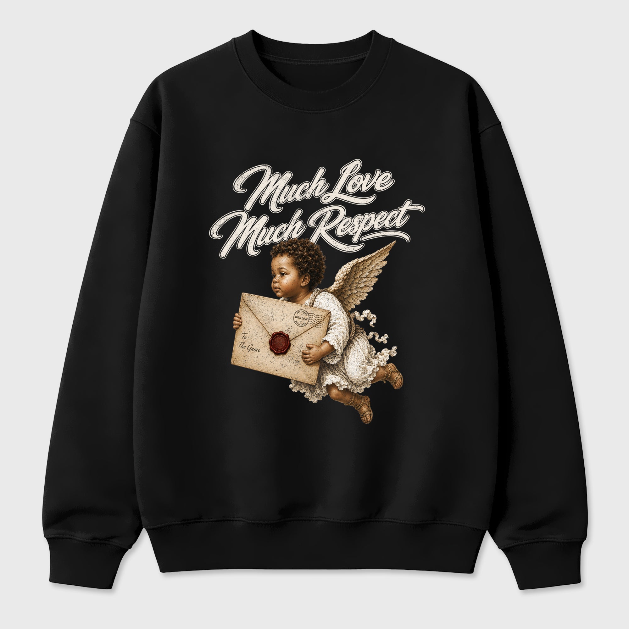 Much Love Much Respect Graphic T-Shirt featuring original streetwear artwork designed to match the Air Jordan 1 Love Letter. Black 2 Graphic Tee.