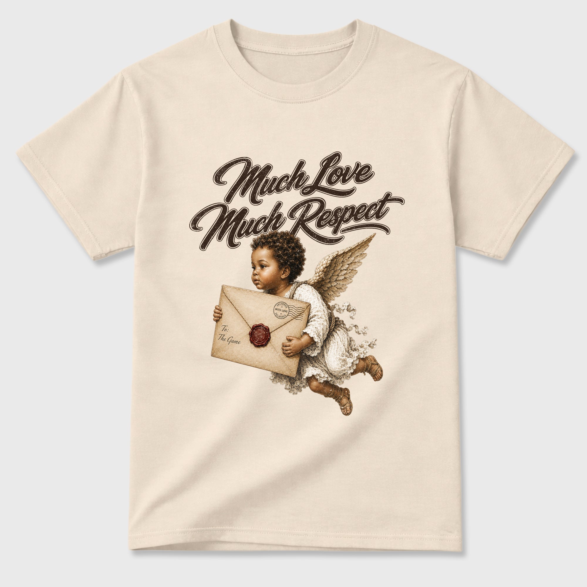Much Love Much Respect Graphic T-Shirt featuring original streetwear artwork designed to match the Air Jordan 1 Love Letter. Natural 2 Graphic T-Shirt.