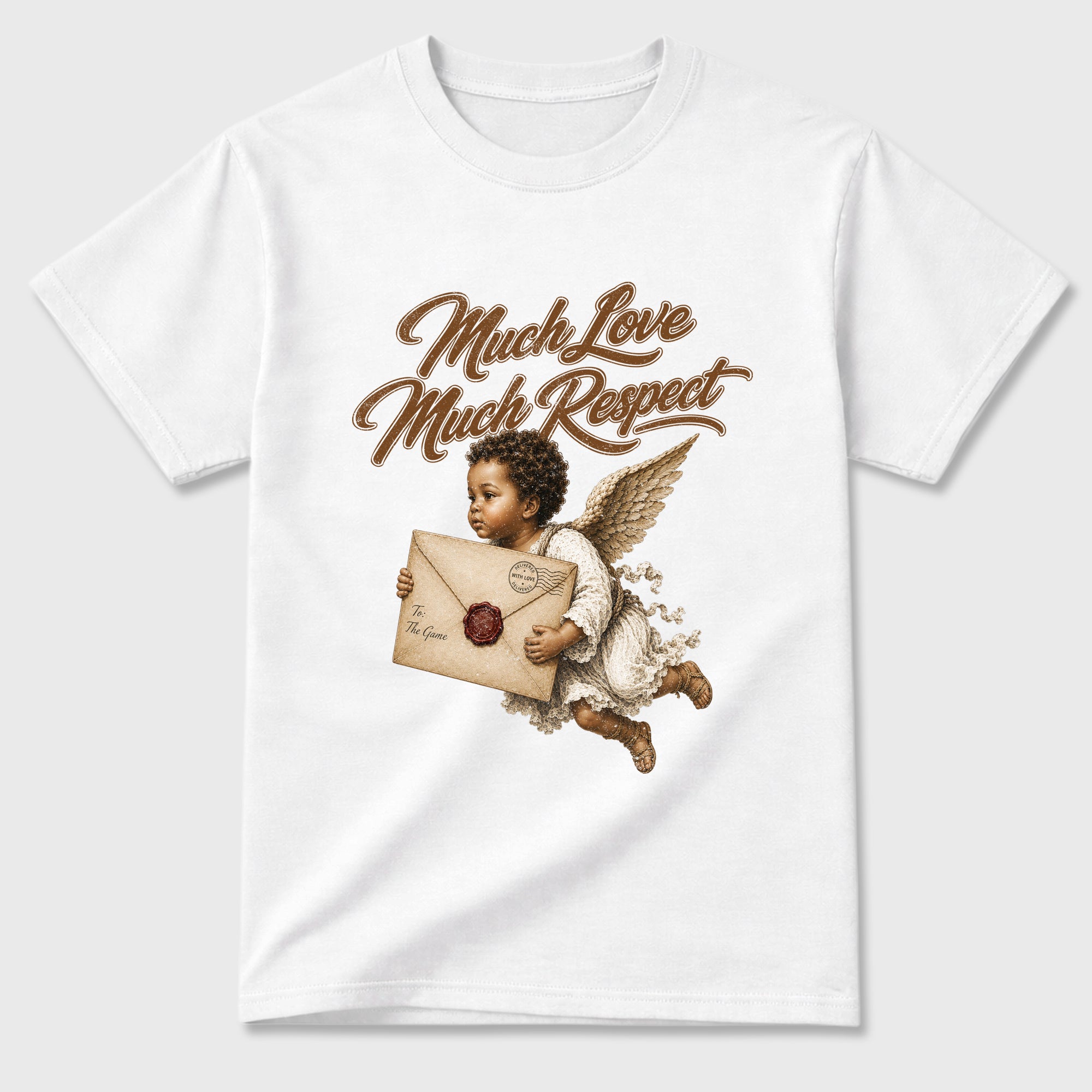 Much Love Much Respect Graphic T-Shirt featuring original streetwear artwork designed to match the Air Jordan 1 Love Letter. White 2 Graphic T-Shirt.