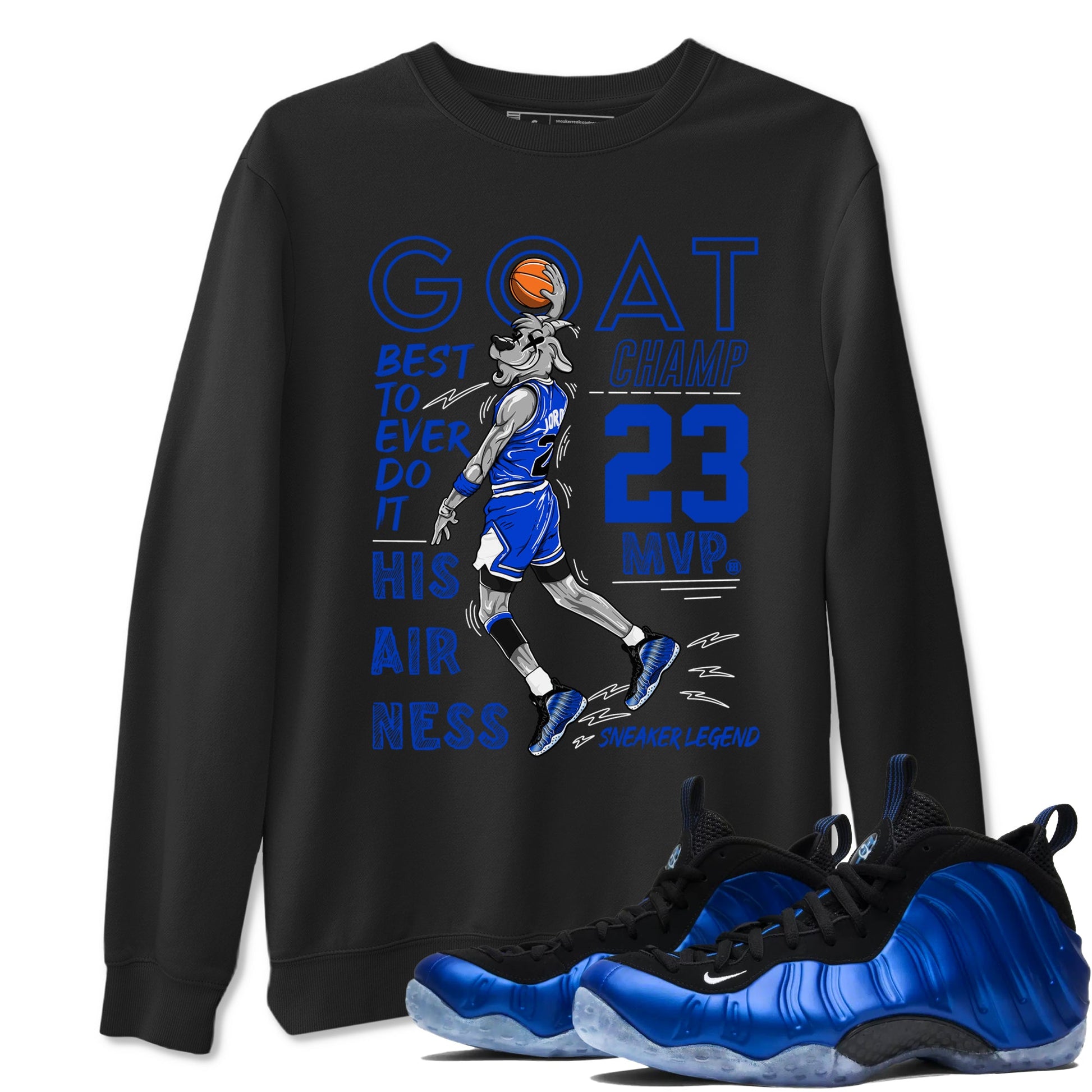 Foams One Royal shirts to match jordans MVP Goat sneaker match tees Air Foamposite One Royal match shoes to clothes SNRT Sneaker Tees unisex cotton Black 1 shirts
